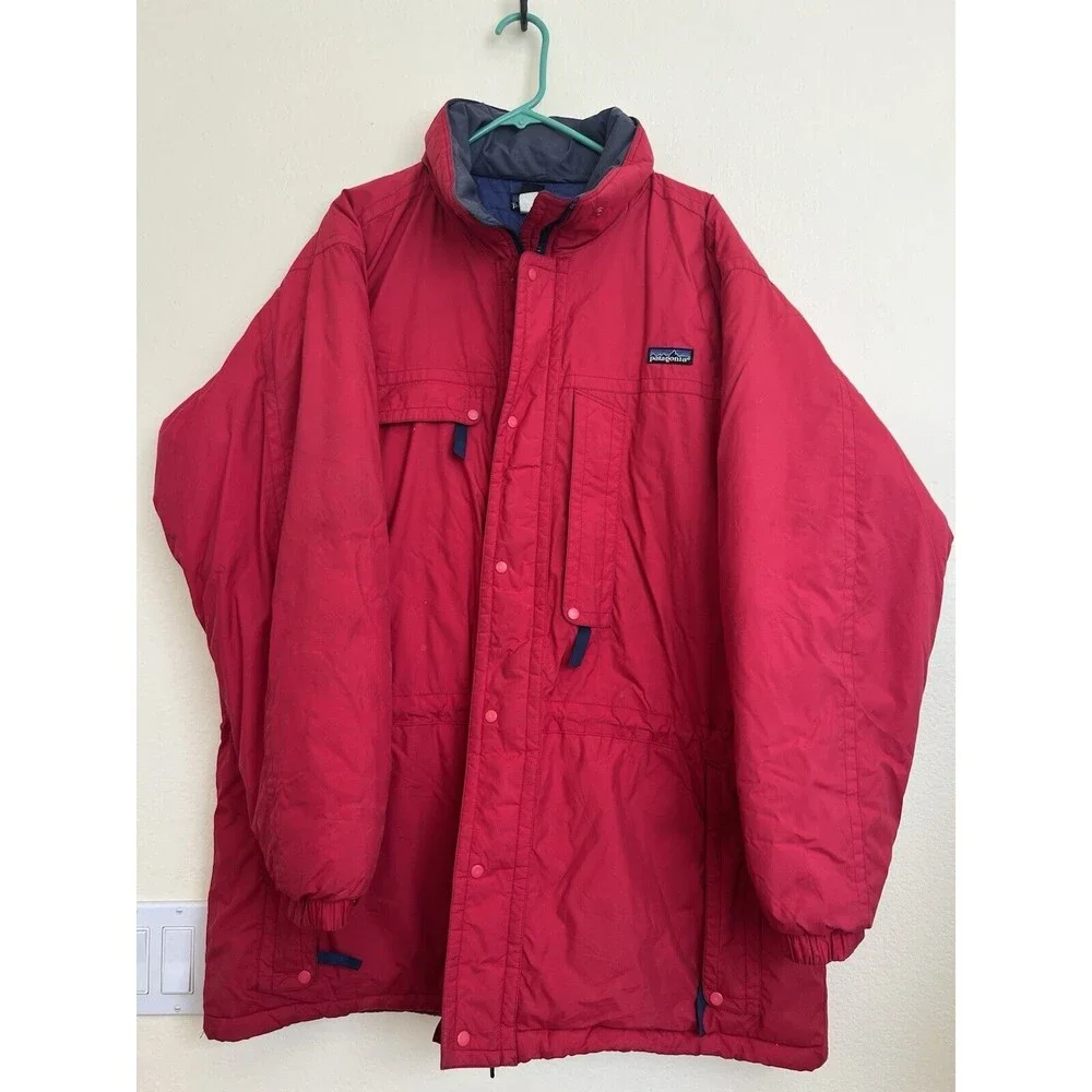Vtg Patagonia Insulated DAS Puffer Jacket 90's Parka Red Blue‎ Mens L 84161 F3